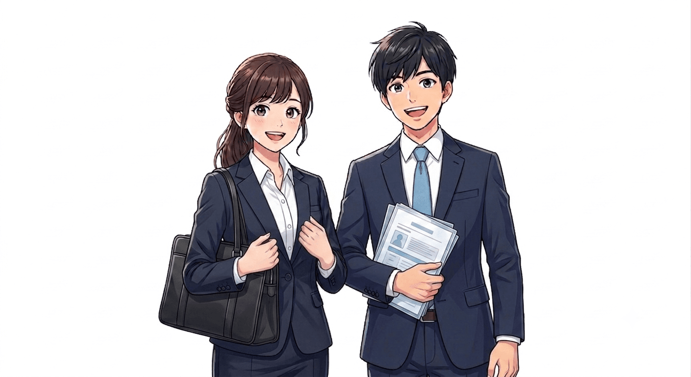 就活生の2人のイラスト